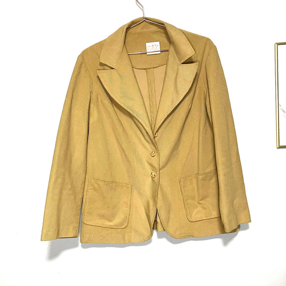 Vintage Lady Tulip Light Tan Front Button Womens Blazer size 38 - Picture 4 of 10